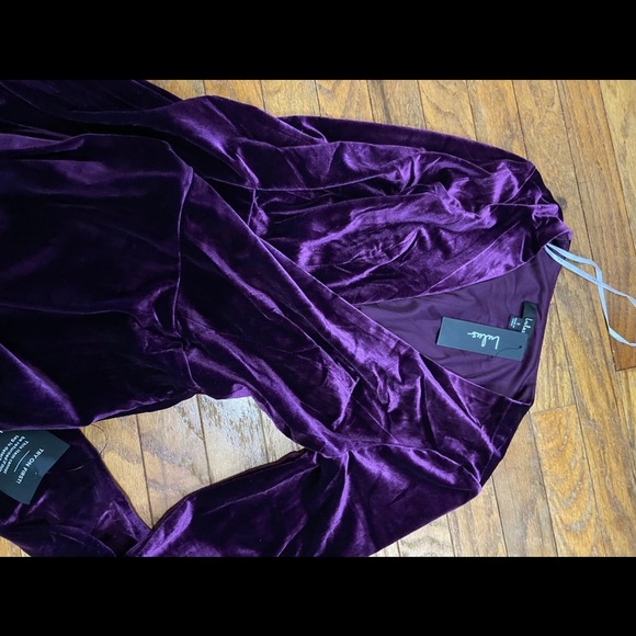 Lulus Velvet Wrap Dress - Picture 4 of 6
